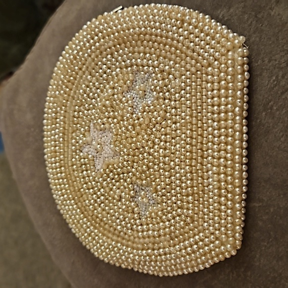 VTG LA REGALE Pearl Star Beaded Coin Zipper Castlecore Clutch Purse - Picture 2 of 8